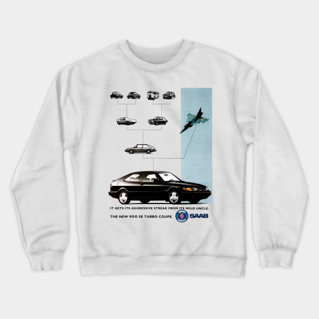 SAAB 900 - advert Crewneck Sweatshirt by Throwback Motors